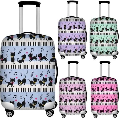 Twoheartsgirl Colorful Music Cat Luggage Protective Dust Covers Elastic18-32inch Protection Luggage Dust Cover Baggage Covers