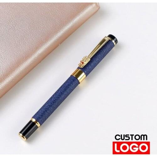 Metal Texture Business Sign Pen Custom Logo Text Lettering Gift Pen Stainless Steel Pen Body Pen Three Colors Optional