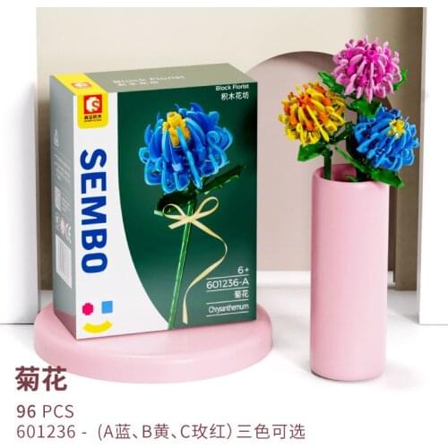 3pcs DIY Building Plastic ABS Flowers Bricks Block Model Toys Table Home Beauty Decoration Girls Educational Toys Lady Gift