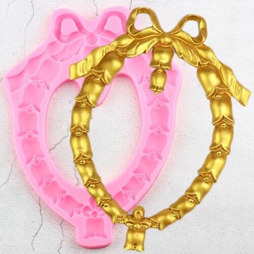 Large Frame Border Silicone Molds DIY Christmas Fondant Cake Decorating Tools Ribbon Bows Bell Candy Chocolate Gumpaste Moulds