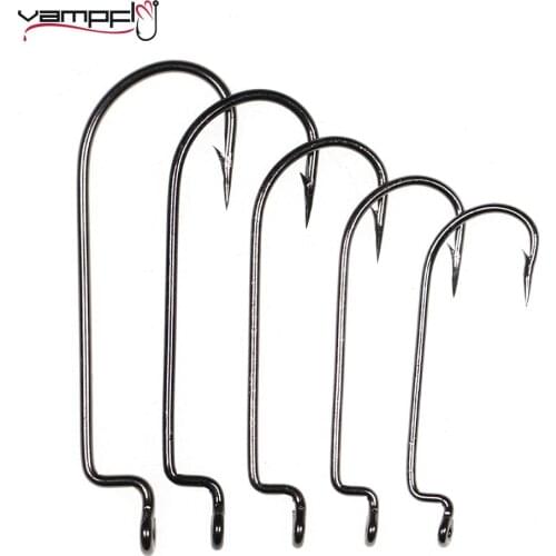 Vampfly 20pcs J Bend Narrow Gap Worm Hook Barbed Sharp Tip Carolina R Hook Jig Fishing Crank Hook Bass Hook For Soft Bait