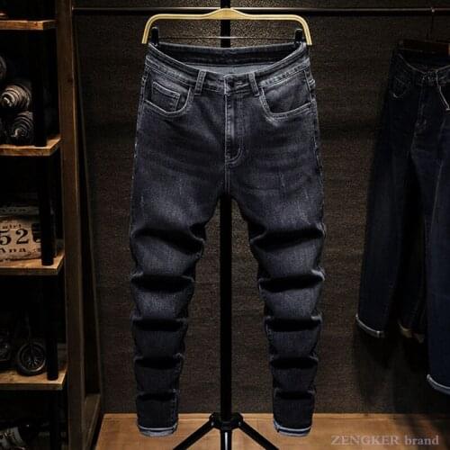Spring and Autumn Stretch Harlan Jeans Mens Loose Feet Plus Fat Plus Size Trendy Fat Fashion Casual Pants 140kg