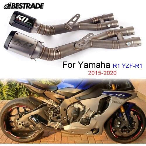 Motorcycle Exhaust System For Yamaha R1 YZF-R1 MT10 2015-2020 Mid Link Pipe Connect Slip 60.5mm Mufflers Carbon Fiber /Stainless