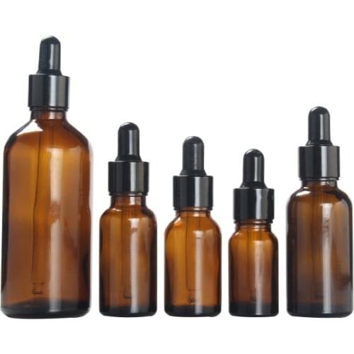 Amber Glass 5-100ml Liquid Reagent Pipette Bottle Eye Dropper Drop Aromatherapy Refillable Bottle