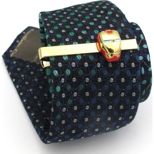 IGame Superheroes Tie Clips Quality Brass Material Novel Golden Iron Man Tie Bar For Men Free Shipping
