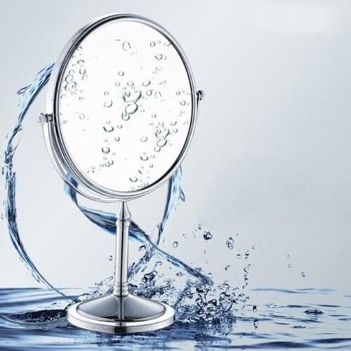 OWOFAN Bath Mirrors 8 Inch Spinning Desktop 2 Faced Magnifying 1:3 and 1:1 Makeup Cosmetic Mirror Table Chrome Mirror 728L