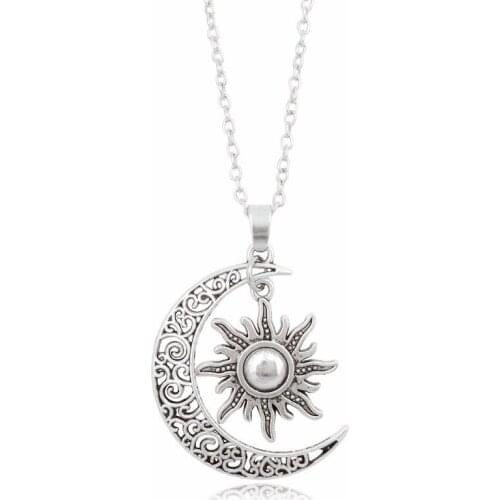 DUTRIEUX Moon Sun punk Pendant Necklace for Women Men Vintage Choker Wicca Witchcraft Statement Goth Jewelry Accessories