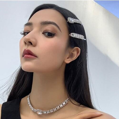 Light luxury Large Crystal Cubic Zirconia Woman Necklace choker clavicle Neck chain Rhinestone Shining Jewellery Hairpin