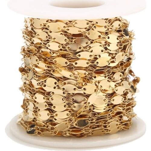 1Meter Gold Plated Stainless Steel 8mm Width Chain Oval Rolo Link Chains for DIY Jewelry Necklace Bracelet Making Findings New