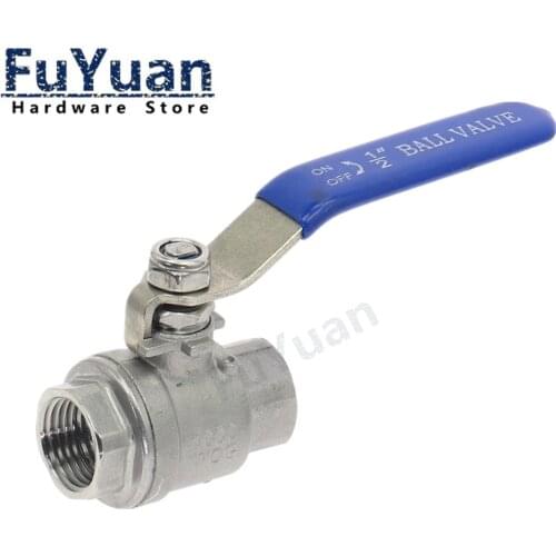 1pcs SS 304 Stainless Steel DN8-DN100 BSP Female Thread 2 slices Full Port Ball Valve with Vinyl Handle Valves
