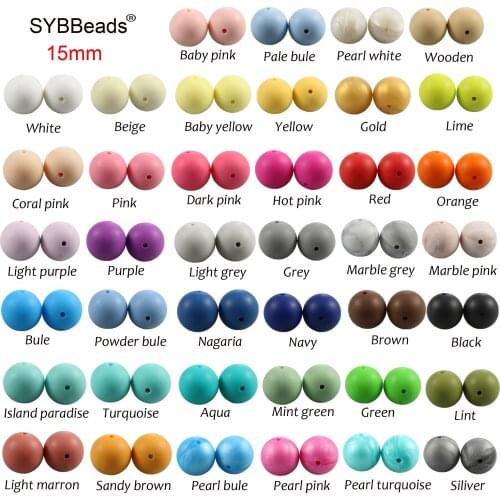 Silicone chewable Beads 100Pcs round ball 15mm Baby Teether Teething Beads DIY Jewelry BPA Free Pacifier Clip Making