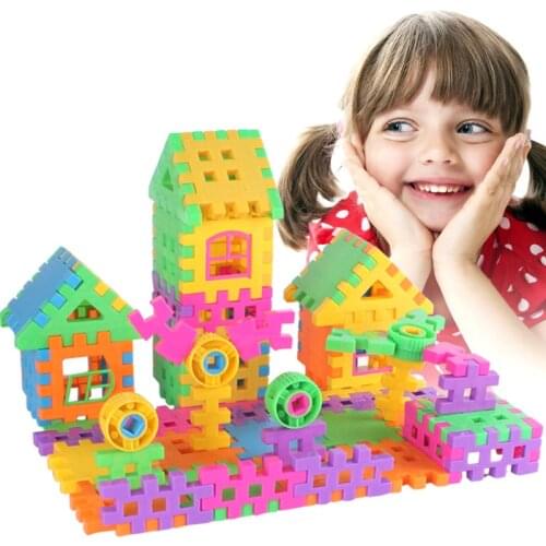108 pieces children toy bricks multicolour large size plastic house jigsaw puzzle toy child edaucational toys