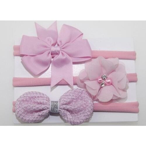 3pcs/set Simulated-pearl Ribbon Lace Flower Headband Baby Girl Unicorn Headbands Elastic Hairband Children Hair Accessories