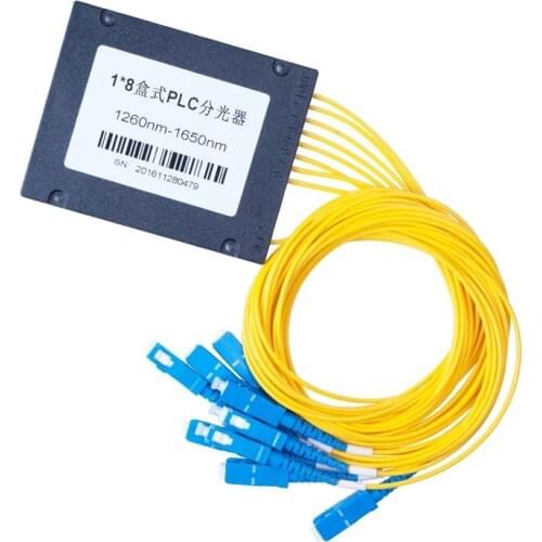 5pcs/lot SC/ UPC 1X8 PLC Singlemode Fiber Optical splitter FTTH FBT PLC optical fiber splitter1X8 PLCFiber Optical splitter,Free