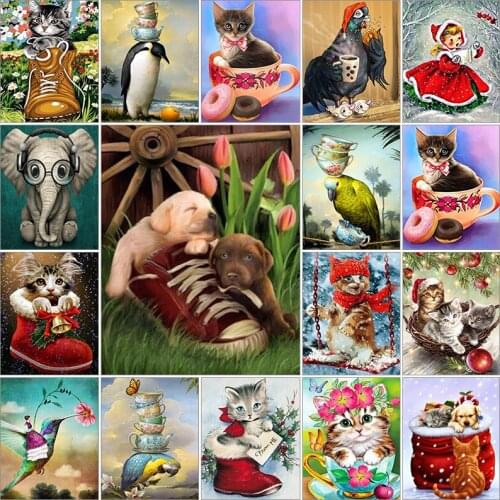 5d diamond painting kit 3D Cat shoe christmas penguin bird cup complet cuadros full square Cross stitch embroidery dirll drawing
