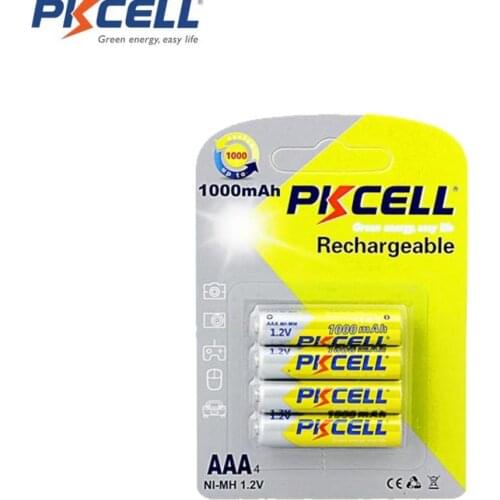 4PCS/per card PKCELL 1.2v NIMH aaa 1000mah rechargeable battery nimh batterria recharge AAA batteries for camera toys