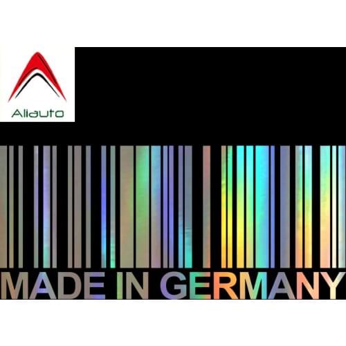 Aliauto Personality Words Car Sticker Made In Germany Bar Code Fashion Reflective Laser Vinyl Decal Cover Scratches,15cm*6cm