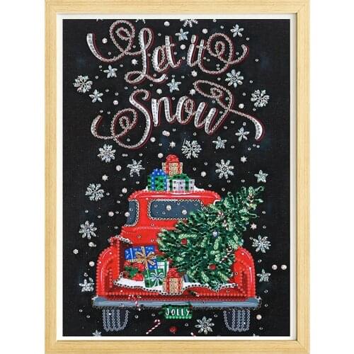 5D Diamond Painting Christmas Craft Special Shape Rhinestone Embroidery Winter Landscape Cartoon Christmas Car Mosaic Home Decor