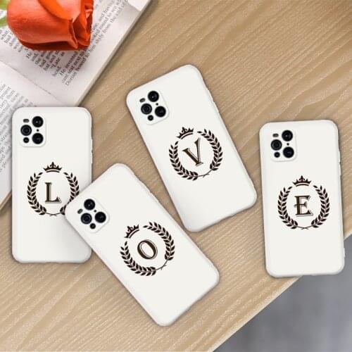 ASINA Liquid Silicone Case For OPPO Find X3 Pro Lite Neo Shockproof Initial Letter Cover Bumper For Find X2 Fundas Alphabet