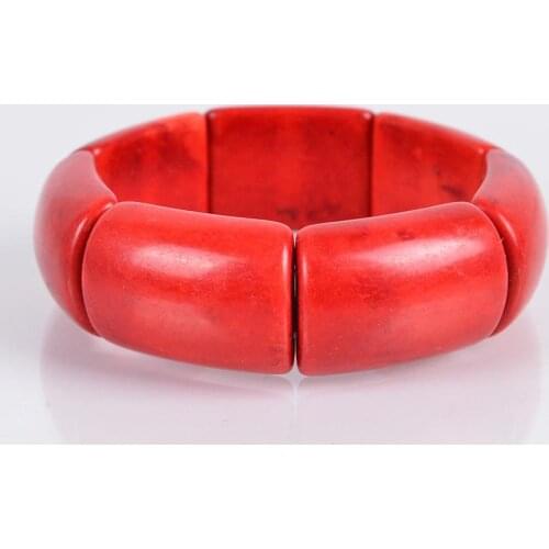 White Red Blue Stretch Howlite Bracelet Wrist Wrapped Wide Bracelets Fingernail Shape Stones Bangles for Men Healing JewelryD032