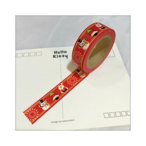 Free shipping Lovely high quality christmas washi paper tape/15mm*10m red background lovely snowman masking japan washi tape