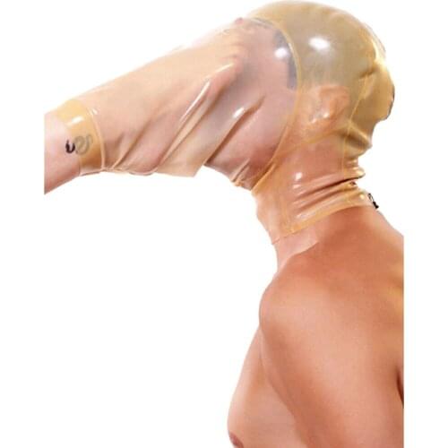 Bondage Unisex Transparent Latex Mask, Cosplay Catsuit Bodysuit Masked Party Latex Hoods restraints bdsm restraint slave