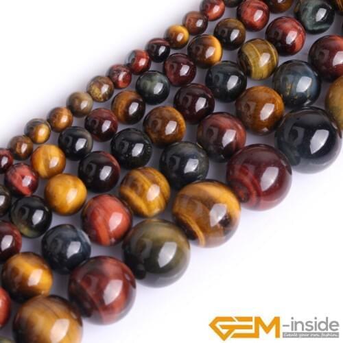 Natural Stone Round Multicolor Tiger Eye beads for Jewelry Making strand 15" DIY Bracelet Necklace Loose Jewelry Bead 6mm 8mm