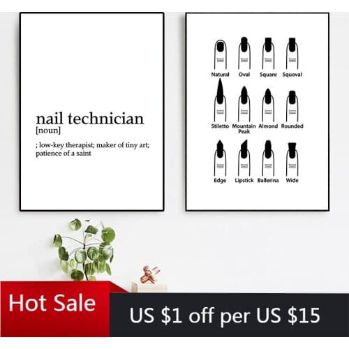 Black White Fashion Nail Technician Art Canvas Painting Poster Prints Makeup Room Decor Nail Salon Wall Decor Picture Wallpapers