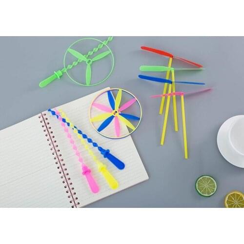 Children Outdoor Bamboo Dragonfly Plastic Handle UFO Toy Fairy Flying Saucer Flying Ourdoor Toys for Children
