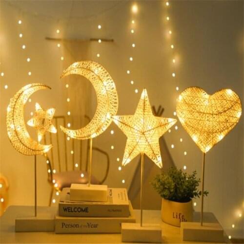 Childrens Night Light Heart Star Shape LED Lamp Led Room Lights Moon Lamp Christmas Lights Decorations for Home Night Lights