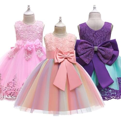 Girl Princess Dress For 4 6 8 10 Years Children Girls Wedding Birthday Party Kids Winter Flower Bow Dresses Set Girl Clothing
