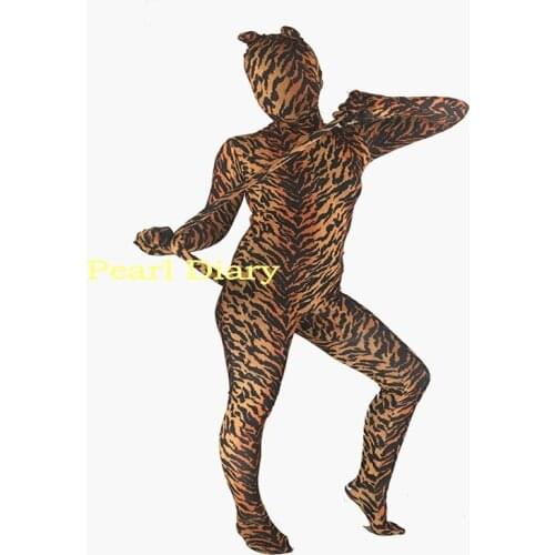 Brand Custom Made full bodysuit Animal series Tiger pattern Spandex Zentai Adult kids Halloween Animal Cosplay Costume