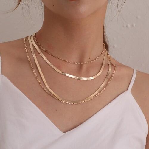 Geometric Alloy Snake Chain Clavicle Chains Gold Silver Color Women Choker Necklace Female 2020 Fashion Jewelry Short Necklaces