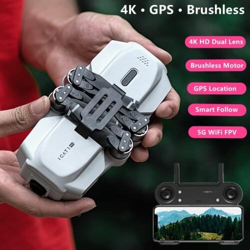 GPS Location Brushless Power RC Drone 4K HD Dual Camera ESC Lens 5G WIFI FPV One Key Return Smart Follow Foldable Quadcopter Toy