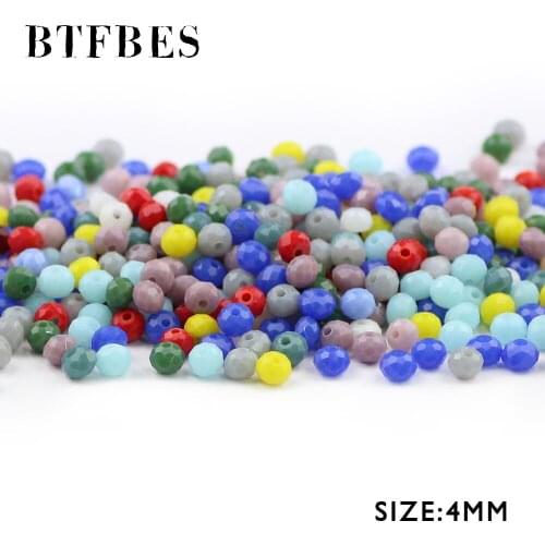 BTFBES AB Faceted 4mm 100pcs Artificial Ceramic Crystal flat Round Austrian loose Beads for Jewelry DIY Necklace Bracelet Making