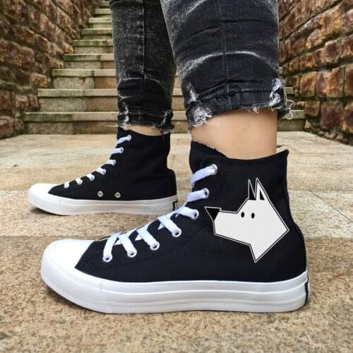 Wen Design Stick Figure Geometric Dog Canvas Original Shoes Men Black High Top White Women Sneakers Athletic Skateboard Shoes