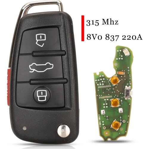 Jingyuqin 4 Buttons Original Flip Smart Remote Car key For Audi A3Q Q3 Fob 315Mhz Fccid:8V0837220A