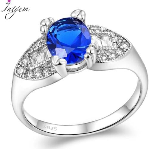 6x8MM Oval Sapphire Gemstone Rings for Women Men 925 Sterling Silver Ring Diamond Wedding Rings Gift Fine Jewelry Wholesale