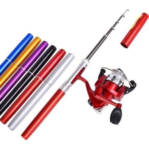 Mini Portable Pocket Fish Pen Aluminum Alloy Fishing Rod Pole Reel Combos Set Lightweight Ice Fishing Rods 2018 New Promotion