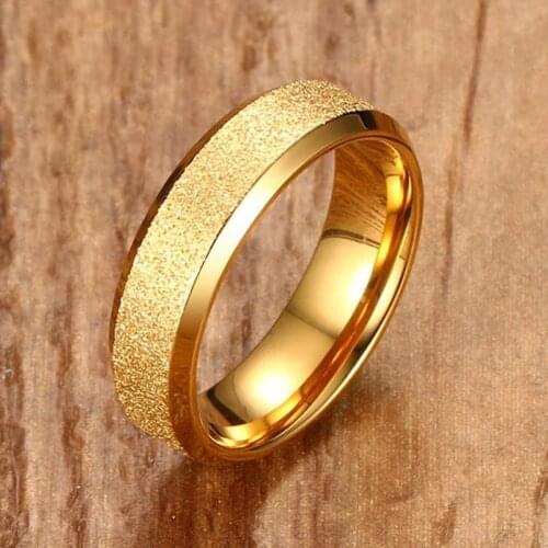 Modyle 6mm Fashion Female Wedding Rings Gold Color Matte Stainless Steel Couple Rings for Men Engagement Jewelry Gifts