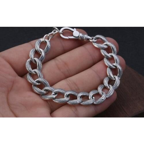 Mens women Solid 925 Sterling Silver biker rock punk Link Bracelet bangle Chain Jewelry A4000