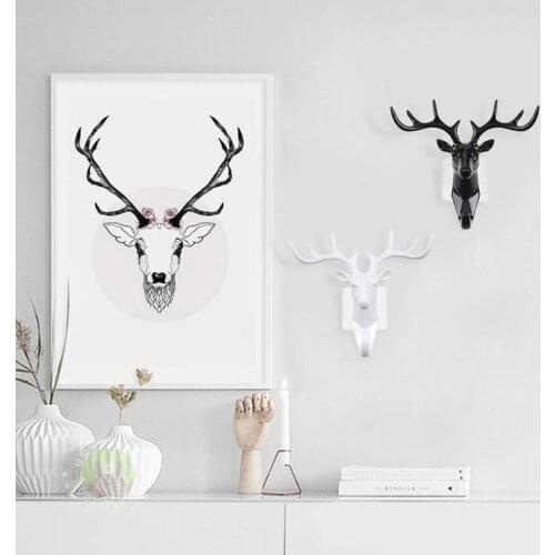Punch-free Wall Hanging Hook Antler Wall Hooks Deer Head Antlers Hooks For Hanging Clothes Hat Scarf Key Hanger Door Wall Decor