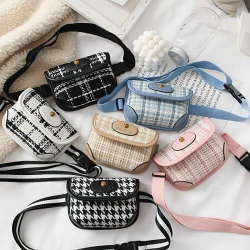 New kids Shoulder Bag Baby Girls Diagonal Travel Lattice Messenger Handbags Casual Simple Waist Bags Accessories