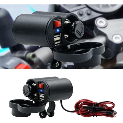 New 5V 2.5A Dual USB Motorcycle Cigarette Lighter USB Charger With On/Off Swith Motorcycle Accessories