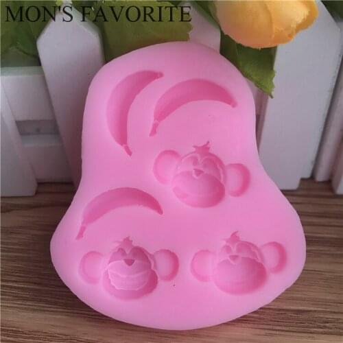 Newly Arrived Exceedingly Nice Monkey And Banana Shape Silicone 3D Fondant Cake Mold Tools ,Chocolate Tools DIY D125