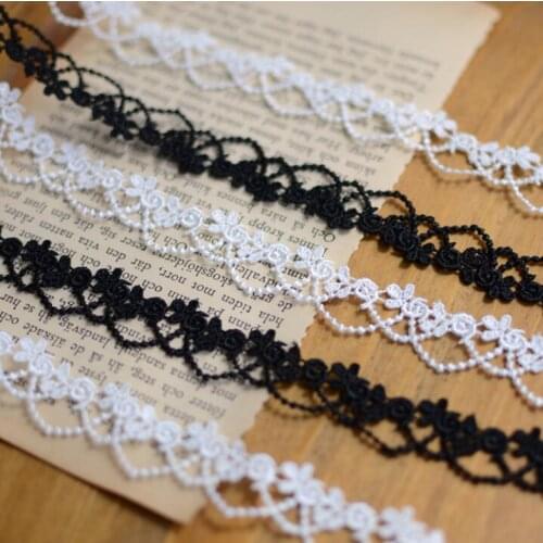 13 Yards Diy Handmade Patchwork Polyester Embroidered Lace Ribbon White Black Water Soluble Lace Trim Lace