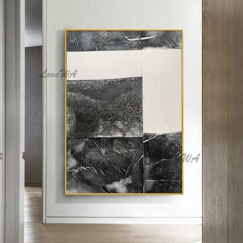 Simple Geometric Abstract Painting Black And White Modern Home Decoration Hanging Picture Unframed Large Size Custom Artwork