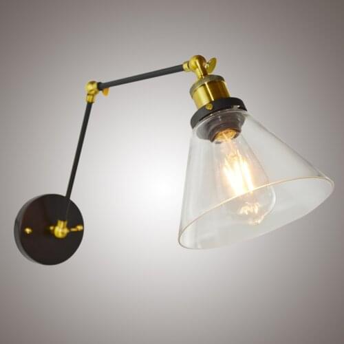 Retro Two Swing Arm Wall Lamp Sconces Glass Shade Baking Finish RH Restoration Wall Light Fixture,Wall Mount Swing Arm Lamps