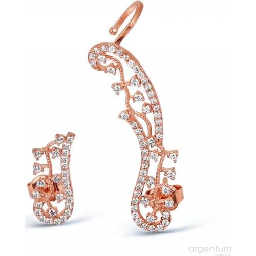 Argentum Concept-Zircon Silver Rose Earrings