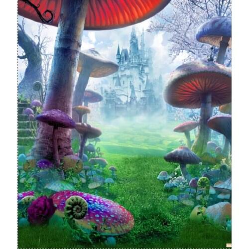 VinylBDS Background Fundo Child Photography Background Castle Forest Poisonous Mushrooms Photography Scenic Backdrops J01684